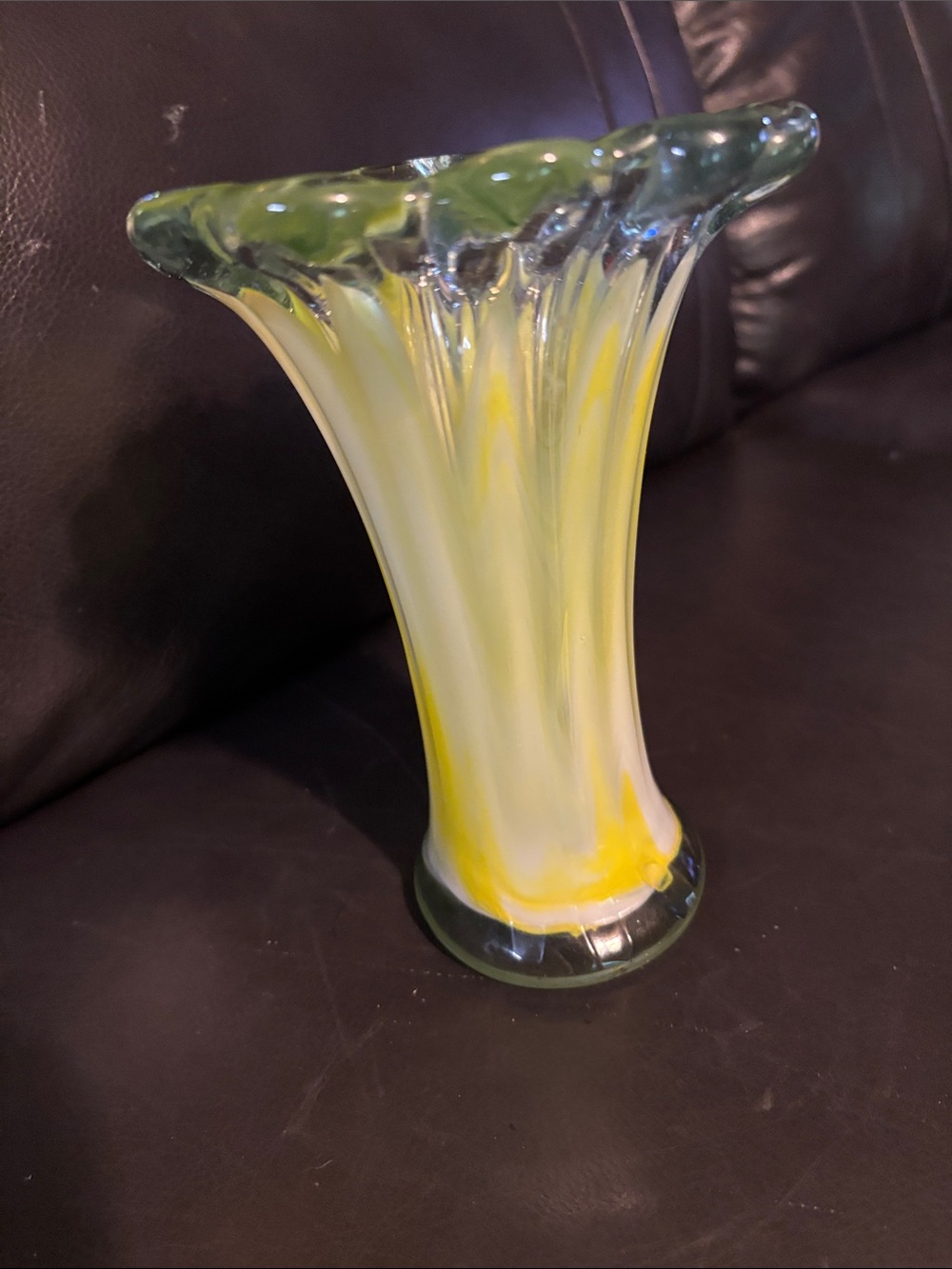 Handblown Yellow and White Art Glass Vase - Home Accents - Picture 2 of 5